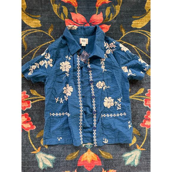 NWOT Urban Outfitters BDG Souvenir Applique Seersucker Shirt Size Medium - Picture 5 of 9